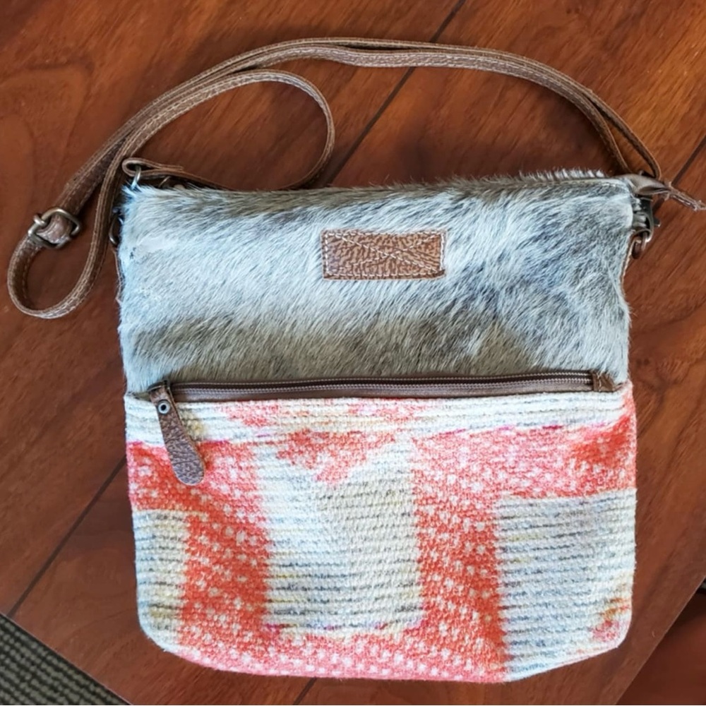 Myra Cliquey Small Leather and Canvas Crossbody Bag